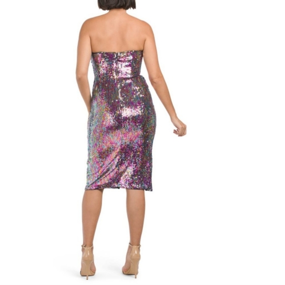 LIV FOSTER STRAPLESS SEQUIN MIDI DRESS SIZE S - Picture 2 of 11